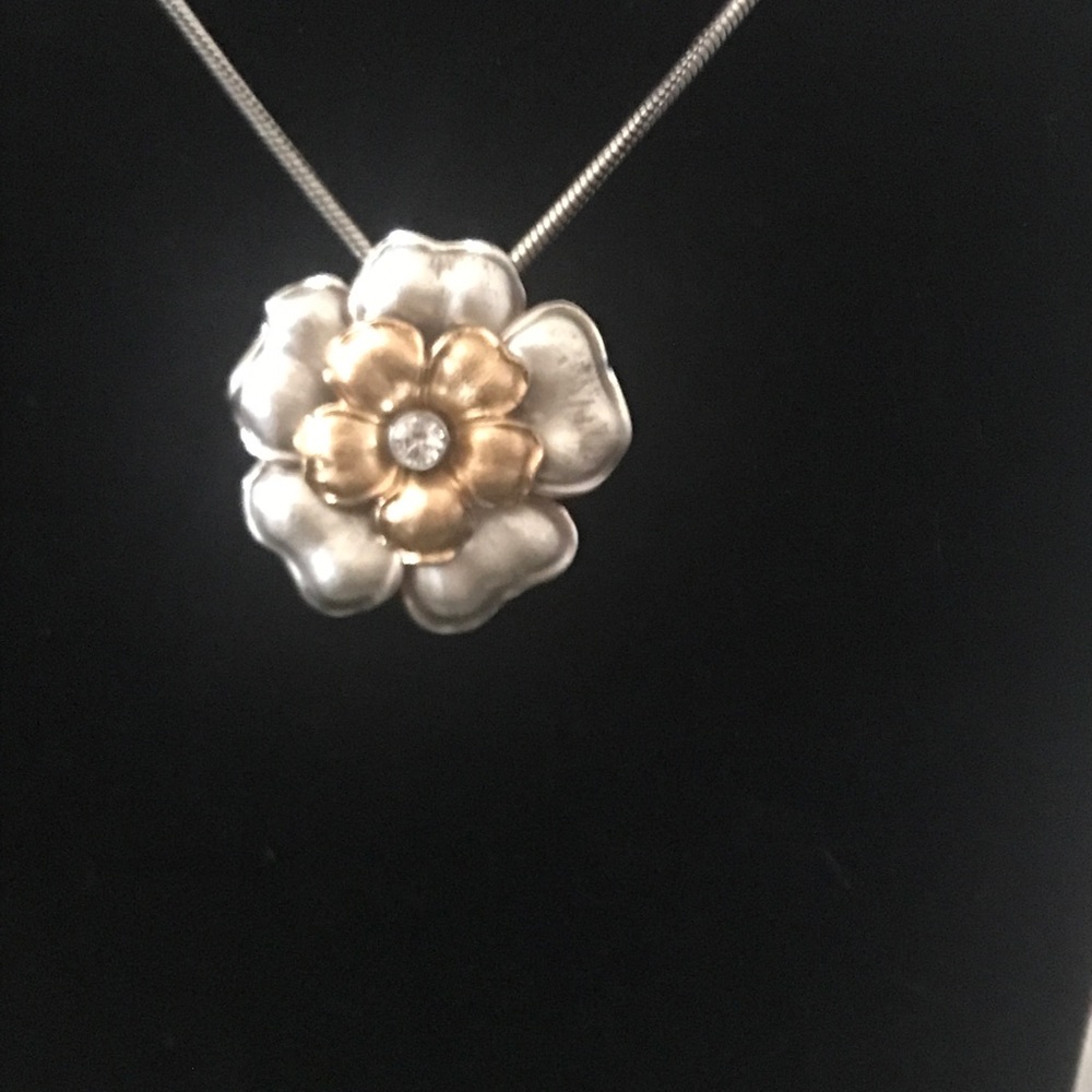 Brighton vintage flower necklace with Swarovski crystal - Picture 2 of 5
